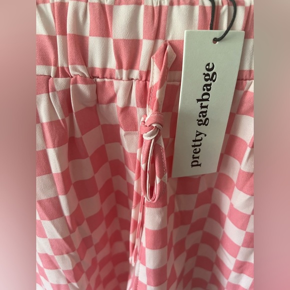 Pretty Garbage Pink Checkered Shorts, size small, NWT, boutique, sleep, summer - Picture 2 of 7